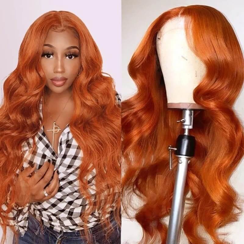 CLJHair Body Wave Lace Wigs Ginger Human Hair With 150% Density