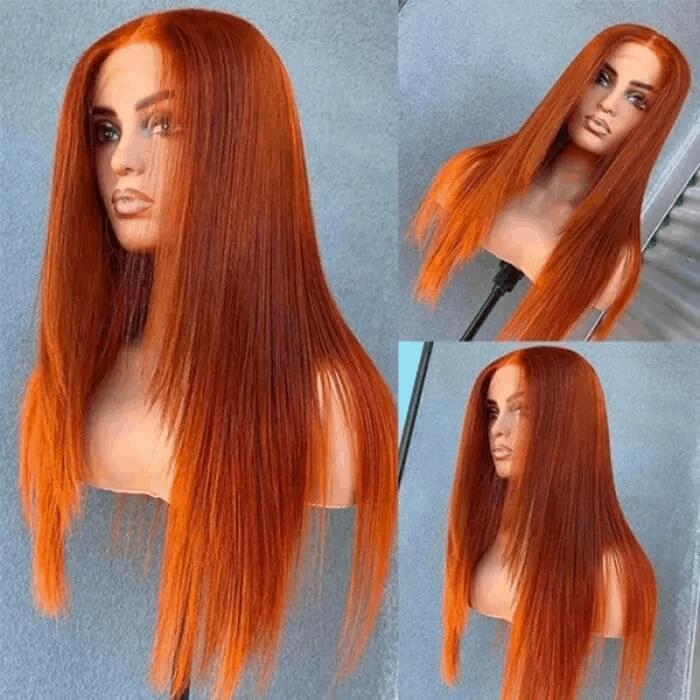 CLJHair Ginger Color Lace Front Wigs Straight Human Hair For Sale