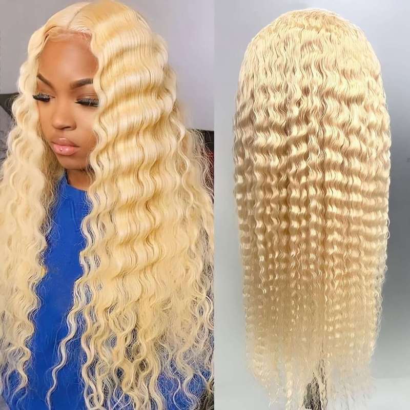 CLJHair Blonde Deep Wave 13x4 Lace Front Wig With Natural Hairline Baby Hair