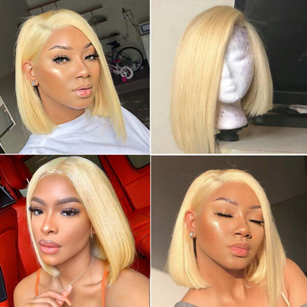 CLJHair 613 Blonde Short Bob Human Hair Wigs Pre Plucked With 150% Density