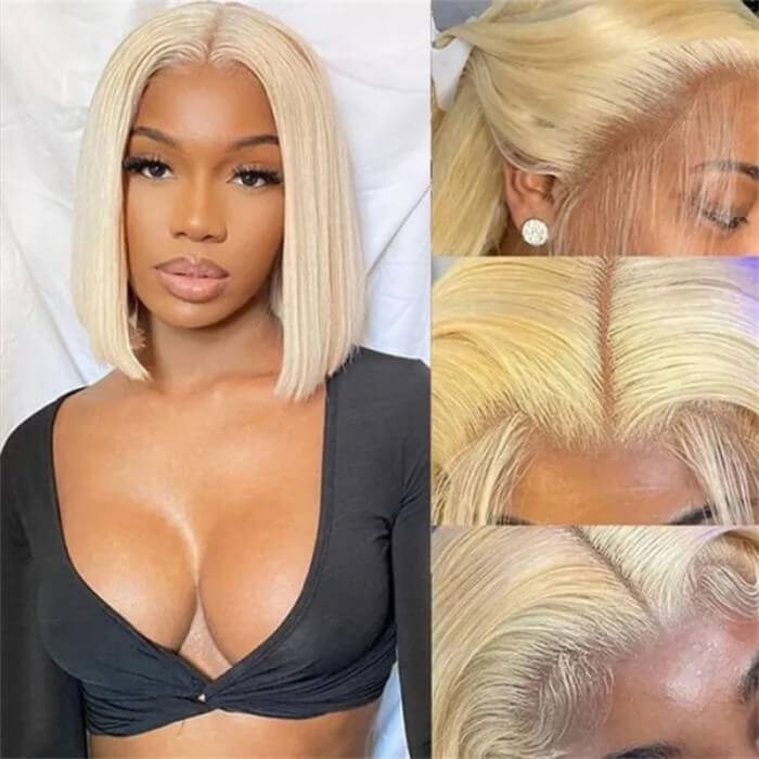 CLJHair 613 Bob Wig Short Blonde Virgin Human Hair 150% Density