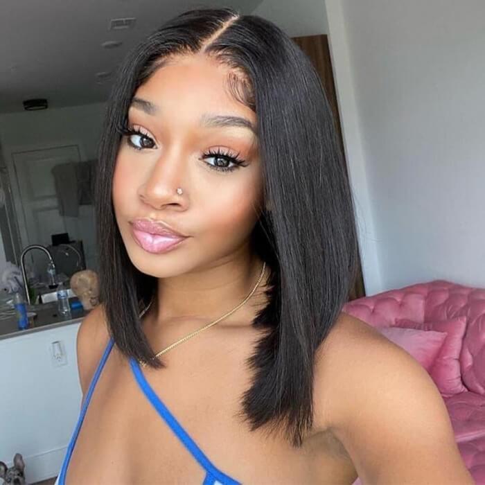 CLJHair Short Straight Bob Wig with Pre Plucked Hairline for women