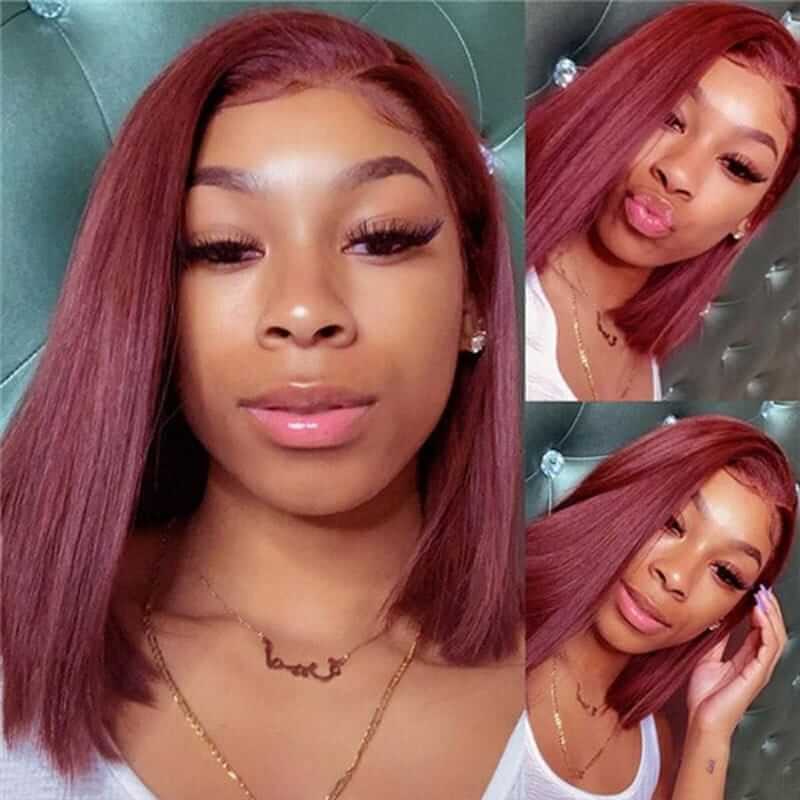 CLJHair 99J Colored Bob 13x4 Lace Frontal Wig with Pre Plucked Hairline