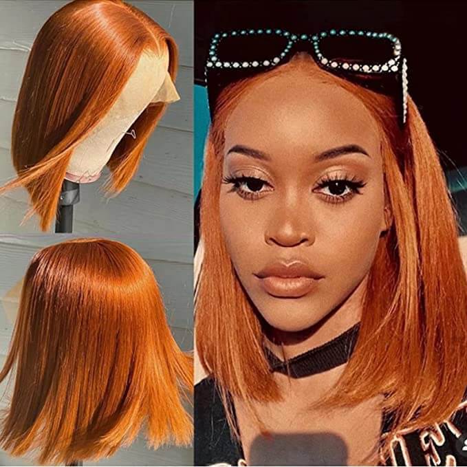 CLJHair Straight Human Hair Bob Wig Ginger Color Pre Plucked for women