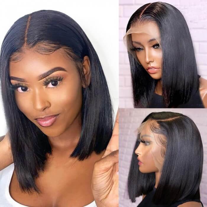 CLJHair Short Bob Wigs Straight Human Hair Natural Color 150% Dansity
