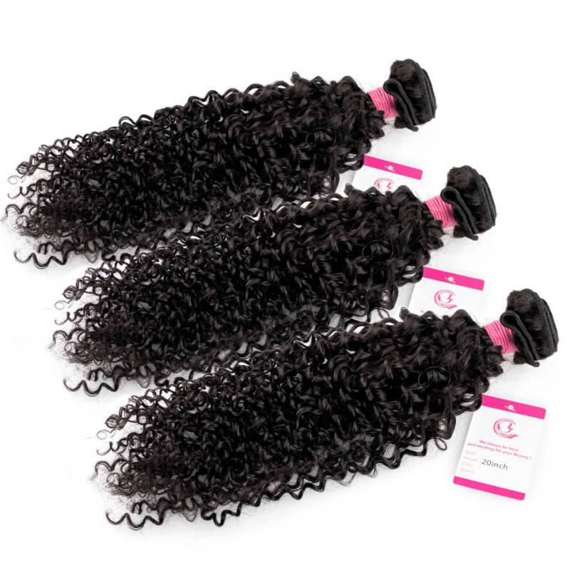 CLJHair 3 bundle deals  jerry curly virgin human hair of natural black