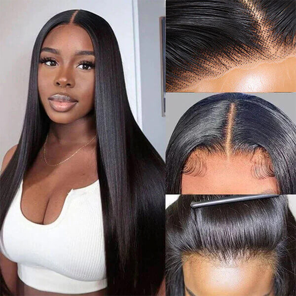 CLJHair straight black 13x6 lace frontal wig transparent background