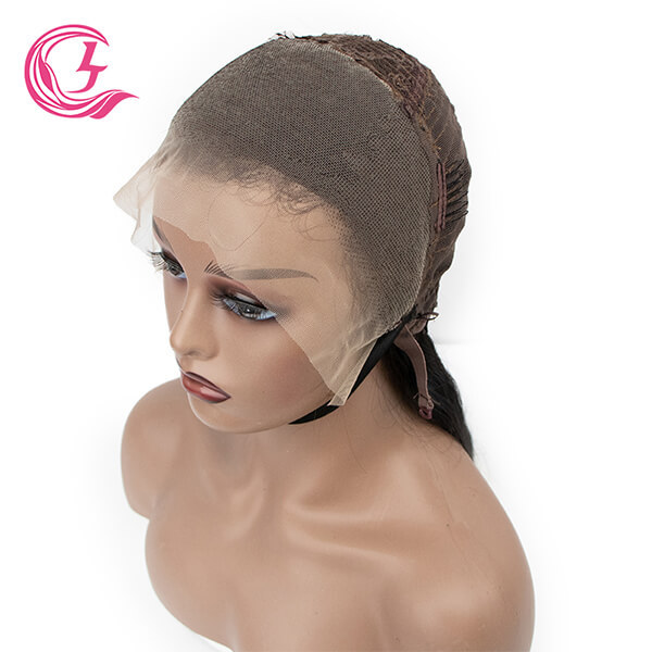 CLJHair kinky straight 13x4 frontal wig human hair bleach knots on wig