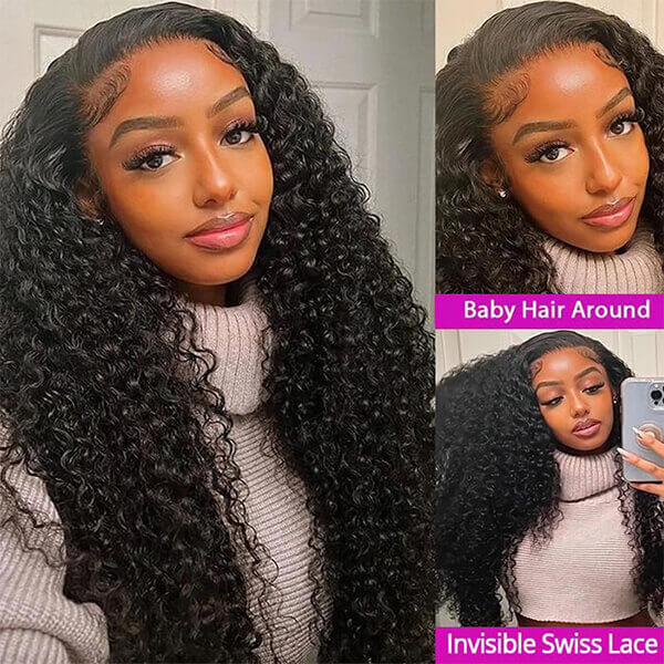 CLJHair curly 13x4 hd lace front wigs human hair with 150% density