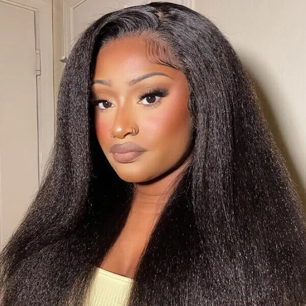 CLJHair kinky straight hair 150 density 13x4 lace front wig meaning