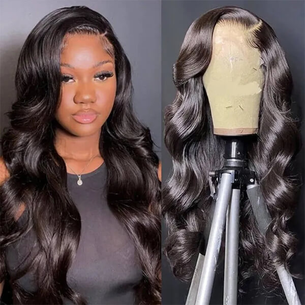CLJHair natural 16 inch hair body wave lace front wigs for black women