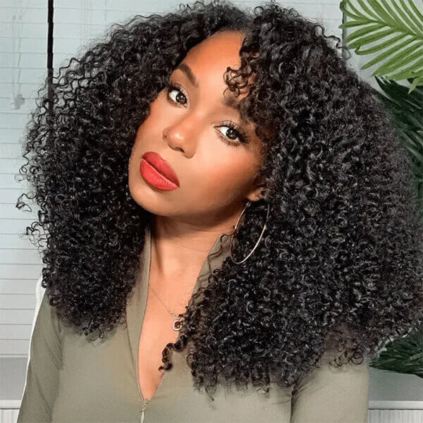 CLJHair black natural 180 density curly wig 13x4 transparent