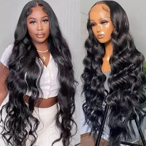 CLJHair 13x4 Transparent Lace Front Body Wave Black Human Hair Wig With 150% Density