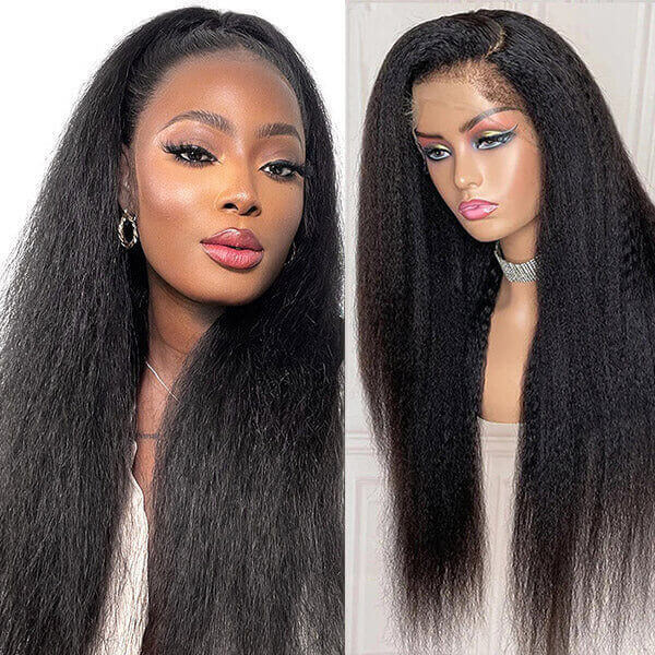 CLJ real hair kinky straight lace front wigs and beauty for women