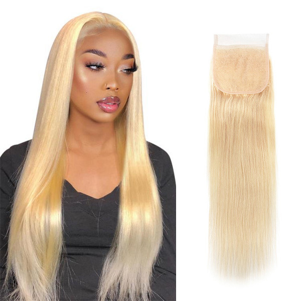 Cljhair 4X4 Transparent Lace Closure #613 Blonde Color Free Part Straight