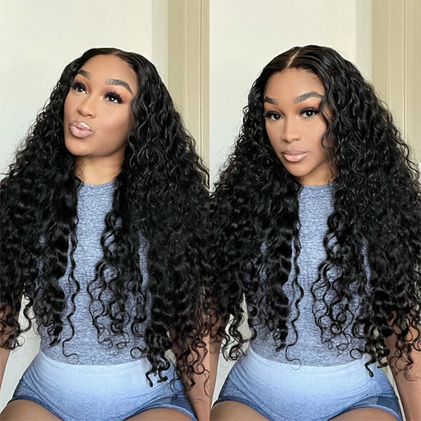 CLJHair deep wave virgin hair 3 bundles with 13x4 hd lace frontal