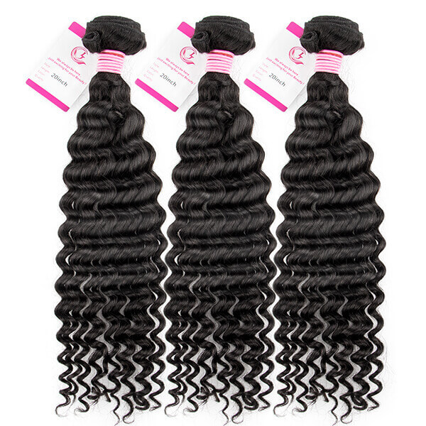 CLJHair deep wave virgin hair 3 bundles with 13x4 hd lace frontal