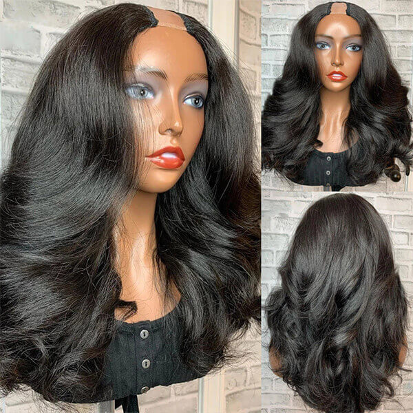 CLJHair body wave human hair u part sew in wig with 150% Density