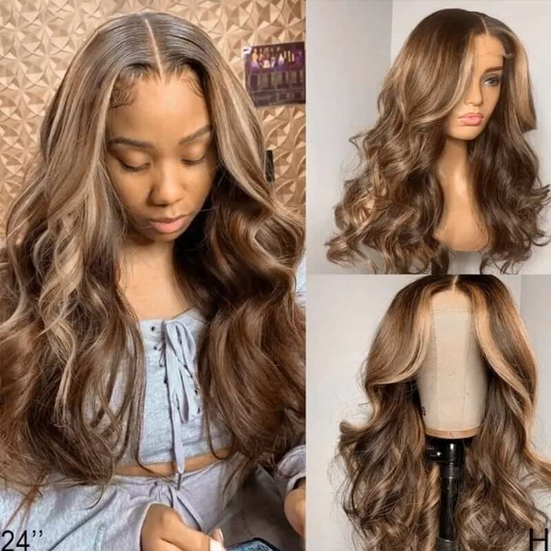 CLJHair Piano Human Hair wigs #4/27 Body Wave With 13x4 Lace Frontal