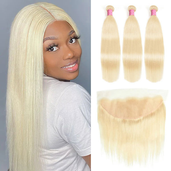 Cljhair Brazilian Hair Straight 13X6 Hd,Transparent Lace Frontal With 3 Bundles