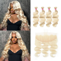 Cljhair Body Wave 4 Bundles Unprocessed Virgin With 13X6 Lace Frontal