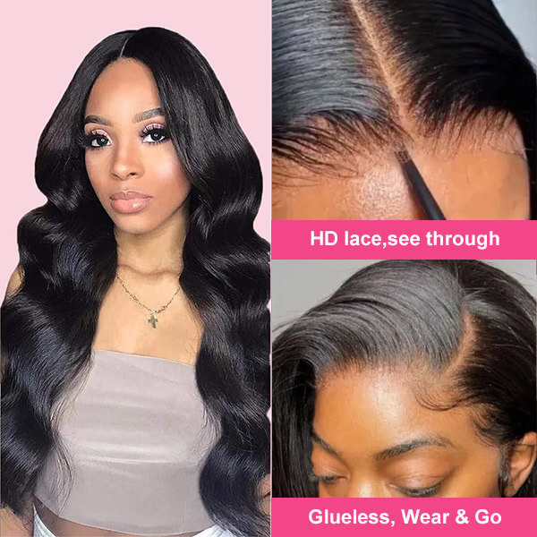 CLJHair pre cut body wave glueless 4x4 hd lace wigs human hair