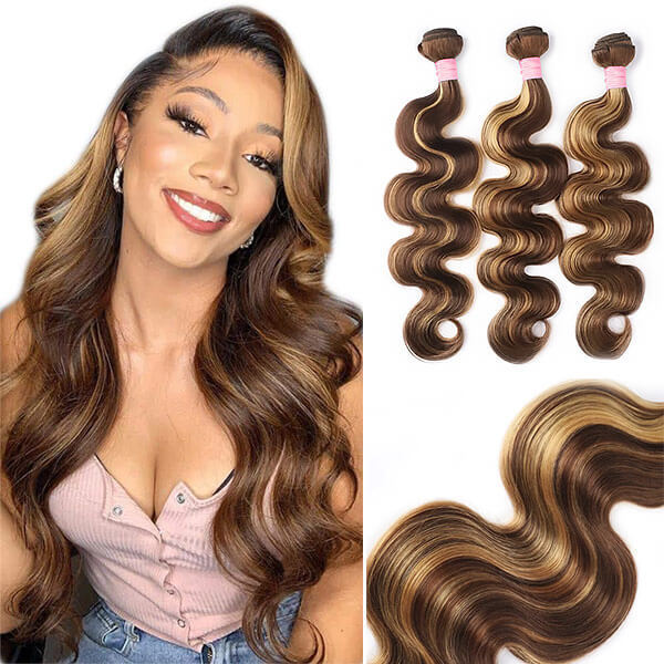 CLJHair Highlight p4/27 long hair quick weave bundles body wave