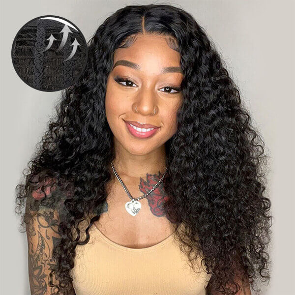 CLJHair human hair deep wave breathable cap wigs for african american