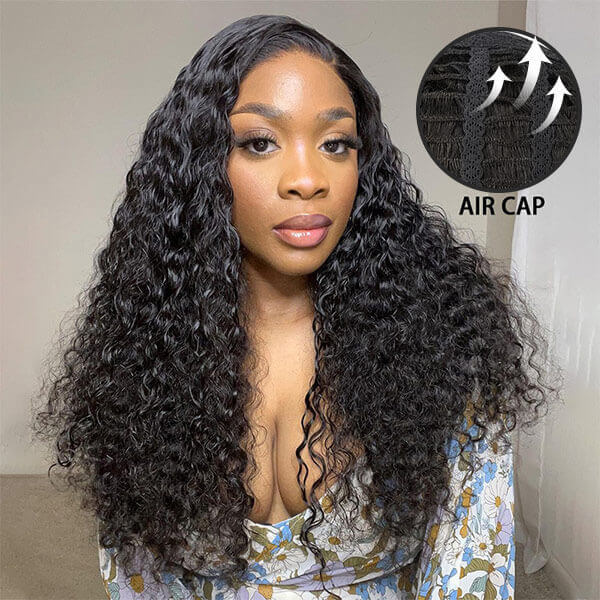 CLJHair breathable cap water wave human hair lace wigs