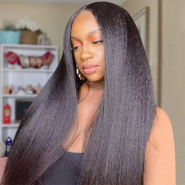 CLJHair best kinky straight 5X5 hd lace wig with optional cap size