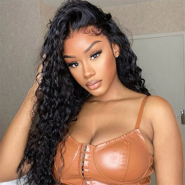 CLJHair 4C edges 13x4 human hair deep wave free part wig with hd lace