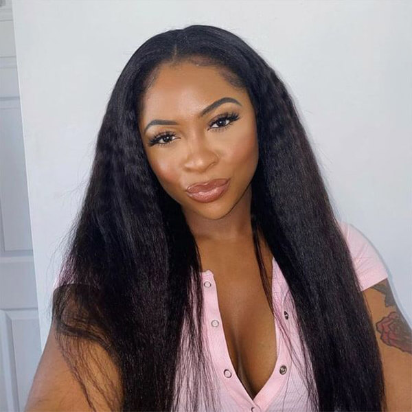 CLJHair best kinky straight 13x4 hd lace front wig 3 cap sizes