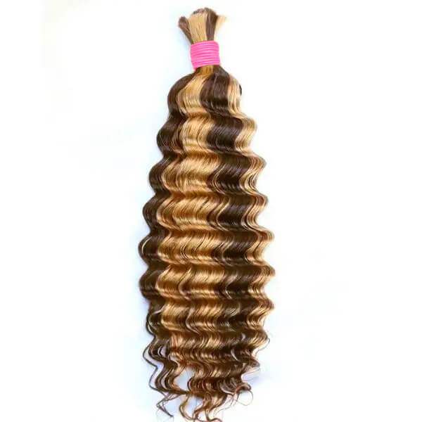 CLJHair #4/27 color deep wave human bulk hair for loc extensions