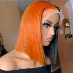 CLJHair Ginger Bob Lace Frontal Wig Pre Plucked Virgin Hair Straight Human Hair With 150% Density