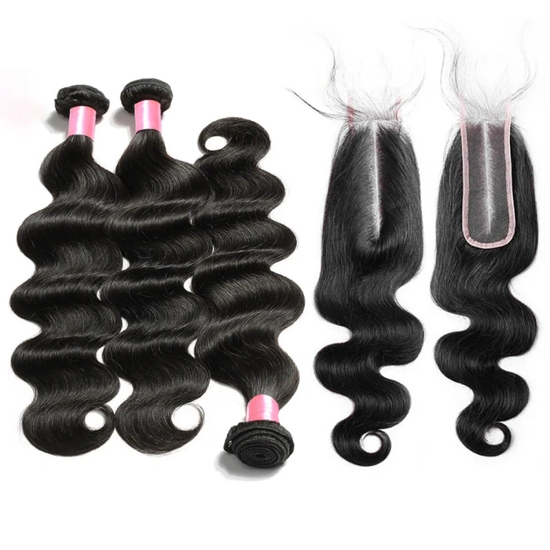 Cljhair【2x6 Closure+ 3PCS】Virgin Hair 3 PCS Hair Bundle With Closure Straight Hair