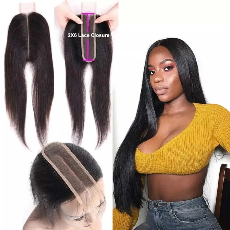 Cljhair Straight Hair 2*6 Lace HD/ Transparent Closure Middle/Free/Three Part Natural Color Human Hair