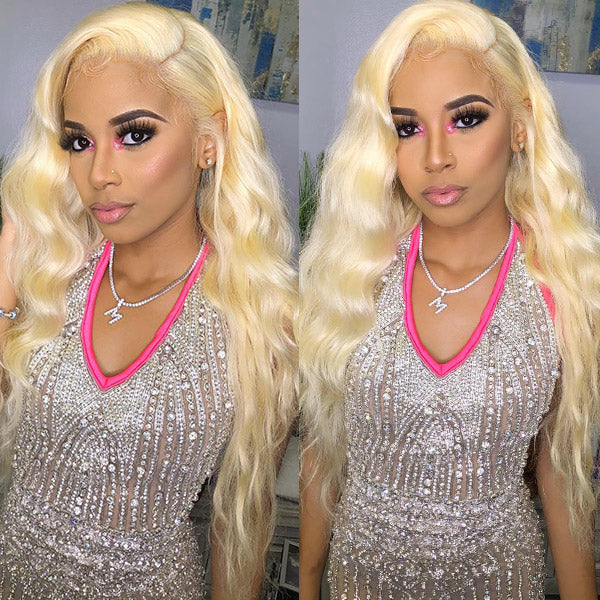 【Middle Deep Part】Cljhair 2x6 Kim K Transparent lace Closure #613 Blonde Bodywave Wig 200%/250% Density Affordable Price Natural