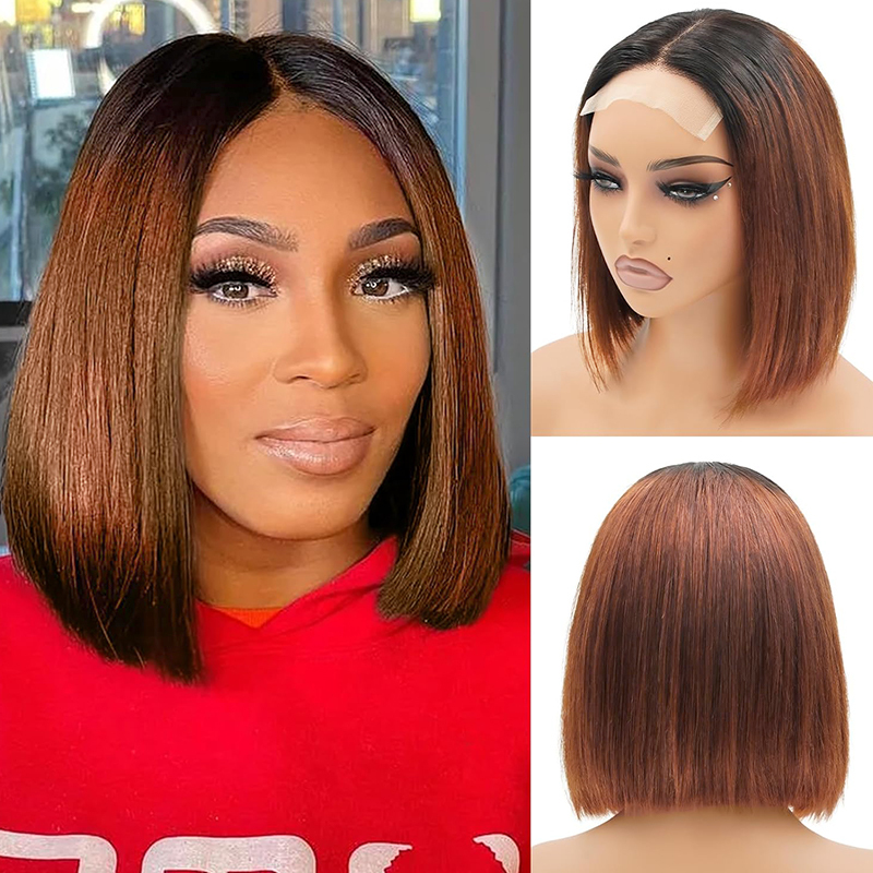 4x4 Transparent Closure Lace Bob Straight Wigs 1b/4 Color Bobo | CLJHAIR