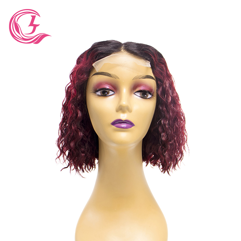 4x4 Transparent Closure Lace Bob Water Wave Wigs 1b/99J Color | CLJHAIR