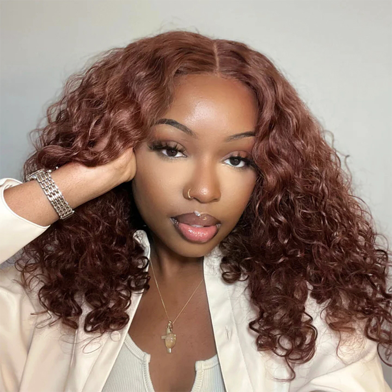 4x4 Transparent Closure Lace Bob Water Wave Wigs #4 Color Wig | CLJHAIR