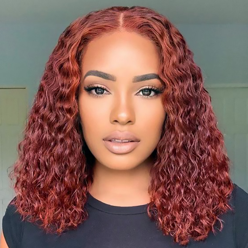 4x4 Transparent Closure Lace Bob Water Wave Wigs #33 Color Wig | CLJHAIR