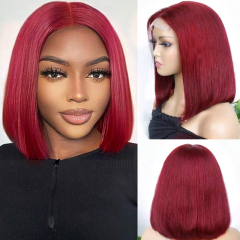 4x4 Transparent Closure Lace Bob Straight Wigs #99j Color Wig | CLJHAIR