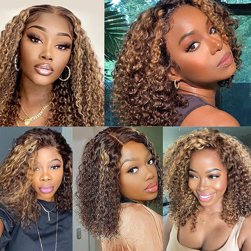 4x4 Transparent Closure Lace Water Wave P4-27 Color Bob Wigs Bobo | CLJHAIR