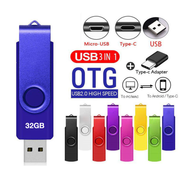 OTG USB Flash Drive 32GB 16GB USB 2.0  Mini Pen Drives 128GB 64GB Pendrives For Pc And Android Phones