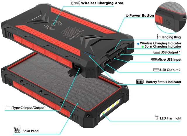 High Quality Portable 20000mah power bank fast charge solar solar powerbank