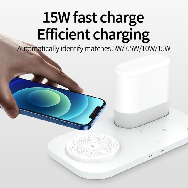 15w 3 in 1 mobile phone watch earphone  fast charging multifunctional desk lamp wireless charger