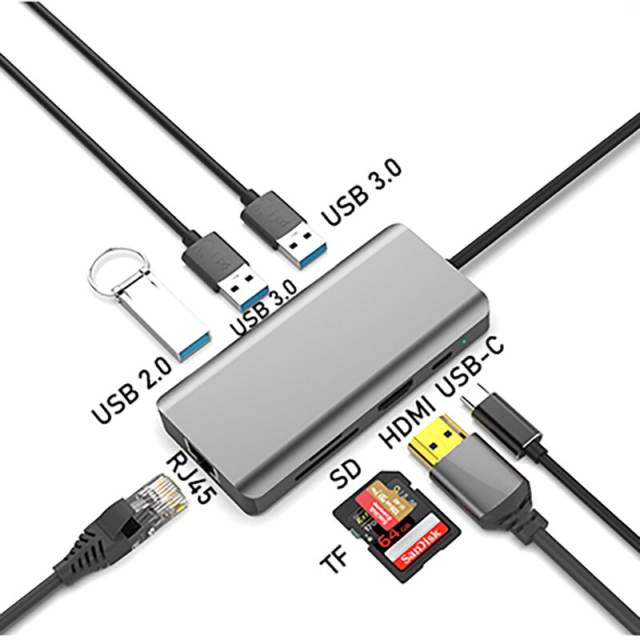 USB C Hub for Macbook Pro Multi USB 3.1 Type C Hub 3.0 2.0 SD TF USB C HDMI Adapter PD Dock for Huawei Mate 20 Pro OTG Splitter