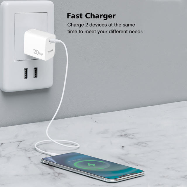 USB C Wall Charger PD 20W 2 Ports Universal Portable Mobile Phone Charger Fast Power Adapter for iPhone Samsung Xiaomi US Plug