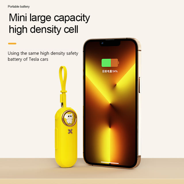 5000mAh Power Bank Type C Fast Charge With Cable Lanyard Mini Portable Charger for iPhone Xiaomi Mobile Phone Emergency Charging Secondary Battery