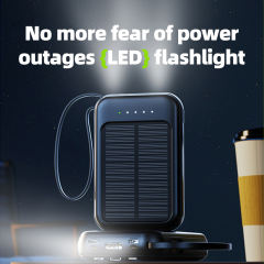 Portable Solar Power Bank 10000mAh,Ultra Slim Mini Solar Charger Fast Charging with Built in Cables